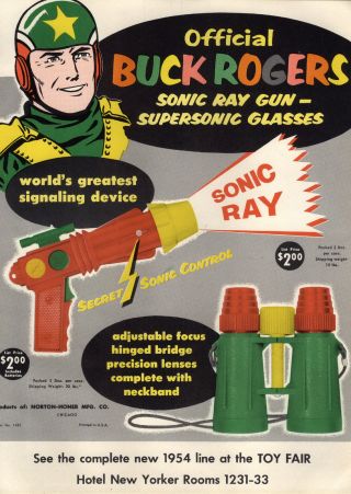 1954 Paper Ad Official Buck Rogers Sonic Ray Gun Color Norton Honer Scope