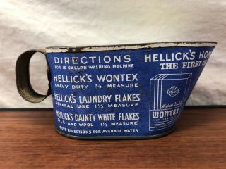 Vintage Antique Hellick’s,  Rain Flakes Easton,  Pa.  Advertising Tin Measuring Cup