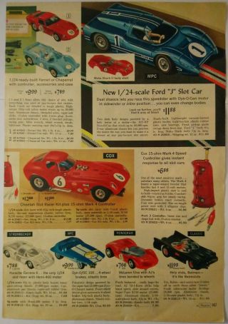 1966 Vintage Paper Print Ad Ford J Slot Car Ferrari Chaparral 1/24 Cheetah Cox