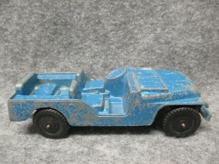 Vintage Tootsietoy Model Car Blue Army Jeep 4.  5 " Long Diecast Chicago Usa