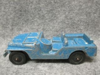 Vintage Tootsietoy Model Car Blue Army Jeep 4.  5 