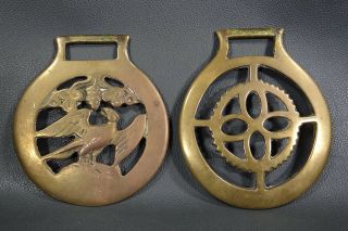 Antique Italian Brass Horse Harness Ornaments Rosette Medallion Decoration Eagle