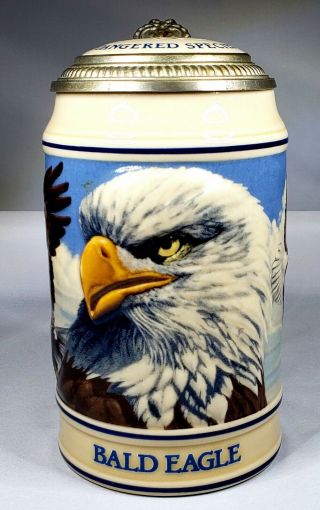 Vintage 1989 Budweiser Endangered Species Series Bald Eagle Beer Stein