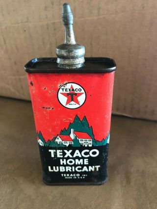 Vintage Texaco Home Lubricant Handy Oiler Oil Can Lead Spout & Cap