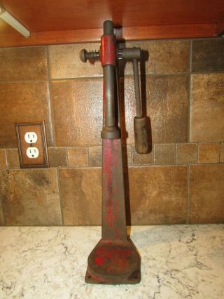 Vintage Big Ben Red Bottle Capper Corker Cast Iron Drill Press Wood Handle