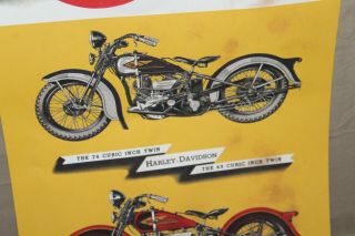 RARE 1935 HARLEY DAVIDSON MOTORCYCLE DEALERSHIP POSTER SIGN V TWIN KNUCKLE BIKE 4