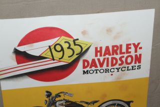 RARE 1935 HARLEY DAVIDSON MOTORCYCLE DEALERSHIP POSTER SIGN V TWIN KNUCKLE BIKE 5