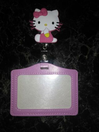 Novelty Pink Hello Kitty Id And Badge Holder With Retractable Cord