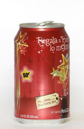 2008 Coca Cola Can From Puerto Rico,  Christmas / 50c
