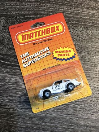 Vintage Matchbox Porsche White Turbo Sports Car 14 Boss (mb3,  1978) - On Card