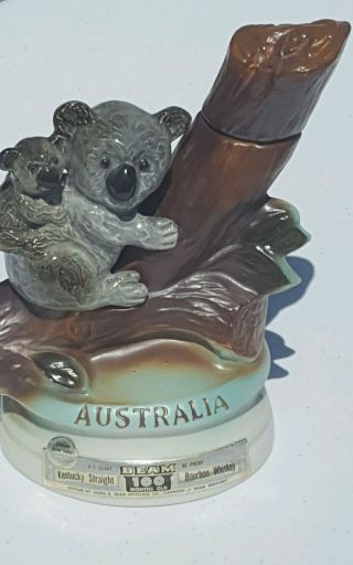 1973 Jim Beam Whiskey Decanter Australia Koala Bear W/baby