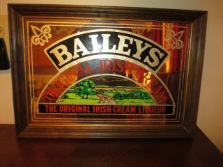 Vintage Baileys Irish Cream Liqueur Framed Advertising Bar Sign Mirror 20 " X 14 "