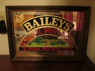Vintage Baileys Irish Cream Liqueur Framed Advertising Bar Sign Mirror 20 