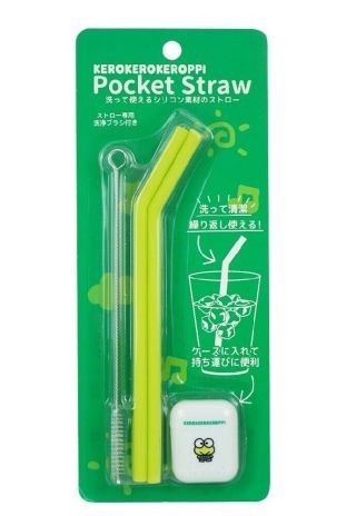 Sanrio Japan Kero Kero Keroppi Reusable Silicone Straws With Case