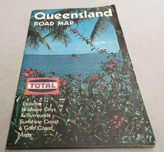 1970s Total Oil Co.  Road Map Of Queensland Australia Rare Datsun 240z