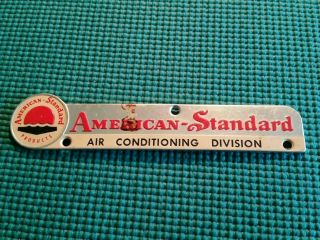 Vintage American Standard Air Conditioning Advertising Metal Placard Emblem