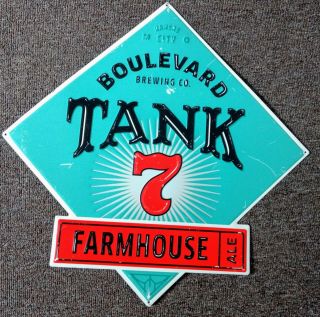 Way Cool Boulevard Beer " Tank 7 " Embossed Diamond Sign.  Farmhouse Ale