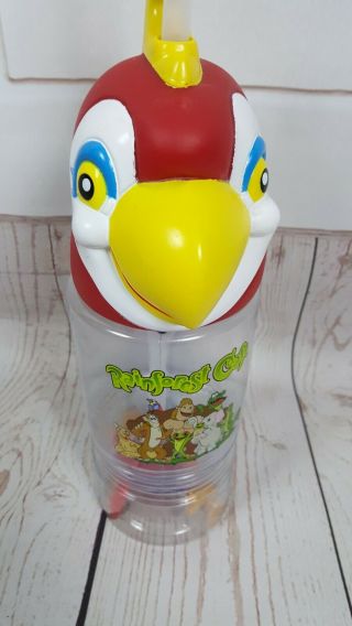 Rainforest Cafe Parrott Snack Holder Toy Plastic Travel Drink Water Bottle Cup 4