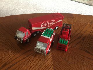 Vintage Buddy L Coca - Cola Semi,  Trailer,  Truck,  Forklift And Cases Of Pop