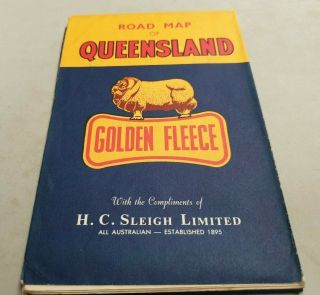 1950s ? Golden Fleece Oil Co.  Road Map Of Queensland Australia