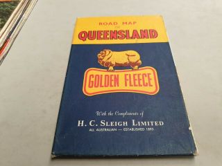 1950s ? GOLDEN FLEECE Oil Co.  ROAD MAP of QUEENSLAND AUSTRALIA 3