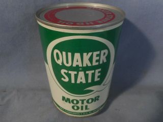 Vintage Nos Full Quaker State Motor Oil Metal One 1 Quart Can 20 - 20w Un - Opened