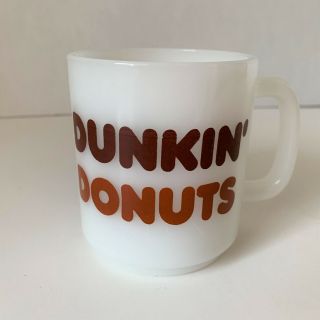 Vintage Glasbake Dunkin ' Donuts Coffee Tea Mug White Milk Glass - Look 3
