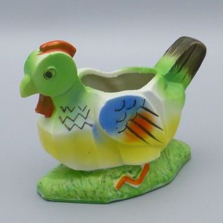 Vintage Small Chicken Rooster Figural Planter Made In Japan Cubist Style 4 " Tall