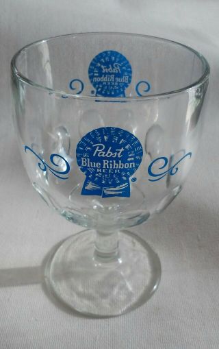 Vintage 1970 ' s Pabst Blue Ribbon Beer Thumbprint Goblet 6 - 1/4 