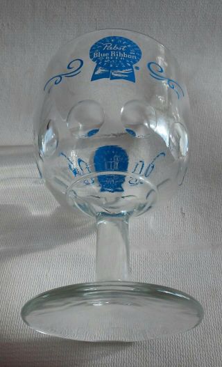 Vintage 1970 ' s Pabst Blue Ribbon Beer Thumbprint Goblet 6 - 1/4 