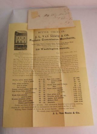 Antique J.  L.  Van Neste & Co.  Butter - Cheese - Eggs Circular W/ Envelope Late1876