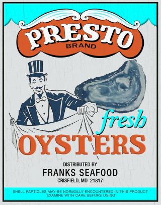Vintage Presto Brand Franks Seafood Oyster Can Art Print Chrisfield Md