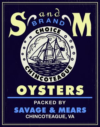 Vintage S & M Brand Savage & Mears Oyster Can Art Print Chincoteague Va