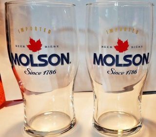 Molson Imported Beer Biere 16 Oz Tulip Style Glassware Set Of 2