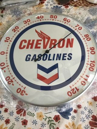 Chevron Gasolines Licensed Glass Dome 12” Wall Thermometer
