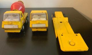 TONKA Vintage Metal Yellow Tonka Flatbed Truck Trailer With Cement Mixer Truck 5
