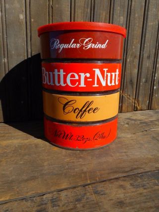 Vintage Empty Butter Nut 32 Oz Regular Grind Coffee Can Coca Cola Rusty