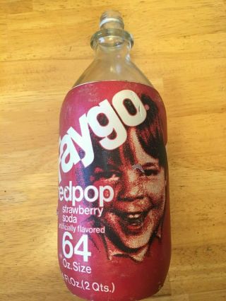 Vintage Faygo Red Pop 64oz Soda Bottle W/ Label