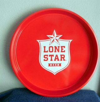 Lone Star Beer 13 " Metal Serving Tray.  Red/white.  Texas,  Brewer