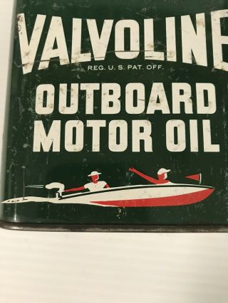 Valvoline Outboard Motor Oil Flat Qt Rare Can