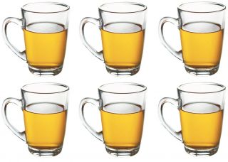 Set Of 6 Glass Tea Coffee Cups Glass Mugs Drinking Drink Mug Cup Milk Tea 295ml