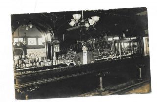 Antique Rppc Fancy Boy In Saloon With Brunswick Back Bar W/schlitz Signs C.  1910