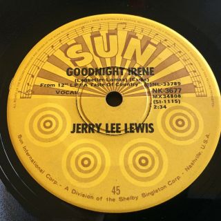 Jerry Lee Lewis.  Goodnight Irene /.  Say Goodbye.  Rare Australian Sun 7 " 45
