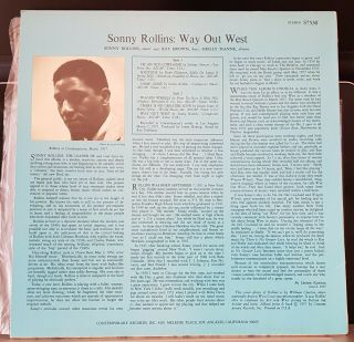 Sonny Rollins - Way Out West - jazz reissue LP record,  cover VG 2