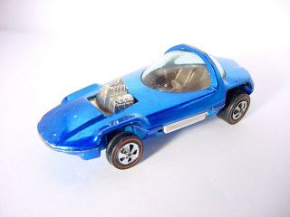 1967 Mattel Hot Wheels Redline Silhouette Blue W Champagne Interior Us
