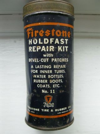 Vintage Antique Firestone Tire Tube Repair Kit Patch Early No.  11 Tin Can
