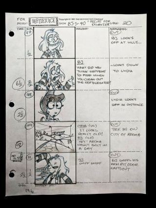 - Beetlejuice 1989 Tv Series Animation Production Hand Drawn Storyboard Page 20