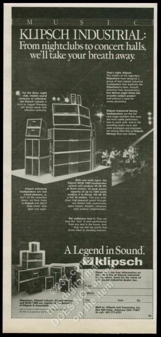1980 Klipsch Speakers Industrial Heresy Speaker Loudspeaker Photo Print Ad