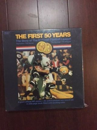 First 50 Years Story Of National Football League Box Set 2 Lp Poster & Book