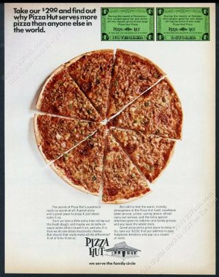 1970 Pizza Hut Pizza Photo Vintage Print Ad 1